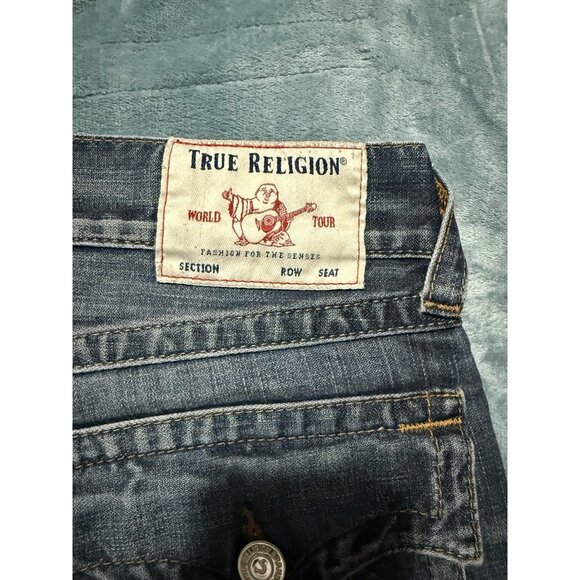 True Religion Jeans Mens 31 Billy Bootcut Flap Pocket Blue Denim (Actual 33x33) - Picture 6 of 14